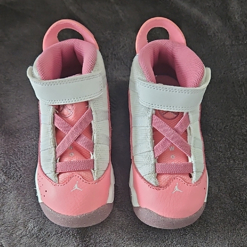 Kids Pink and White Jordans
